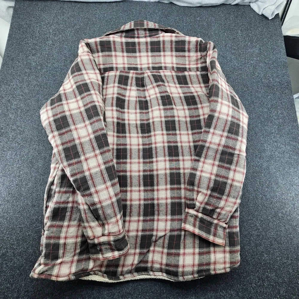 Levis Shacket Shirt jacket Flannel Sherpa Lined Men Med red black plaid button
